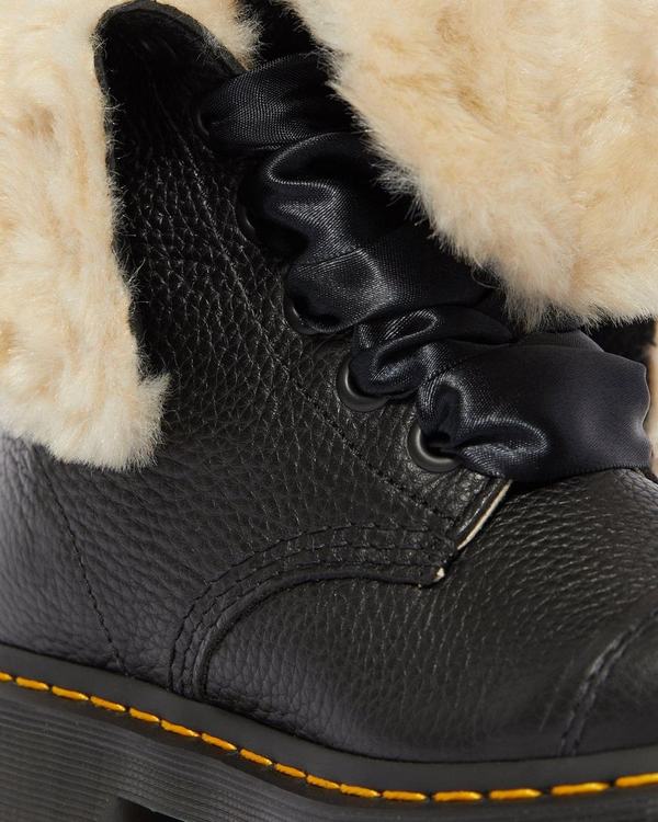 Dr Martens Dámské Vysoké Boty Fur-lined Aimilita Aunt Sally Černé, CZ-092184